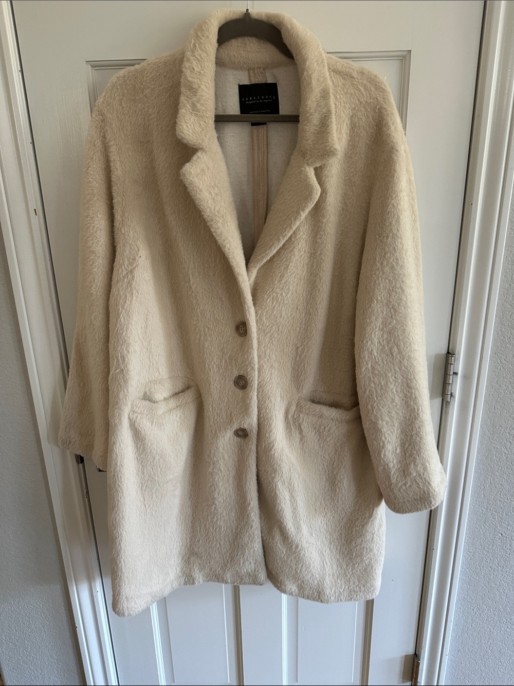 Sanctuary Cream Teddy Coat with Notch Collar